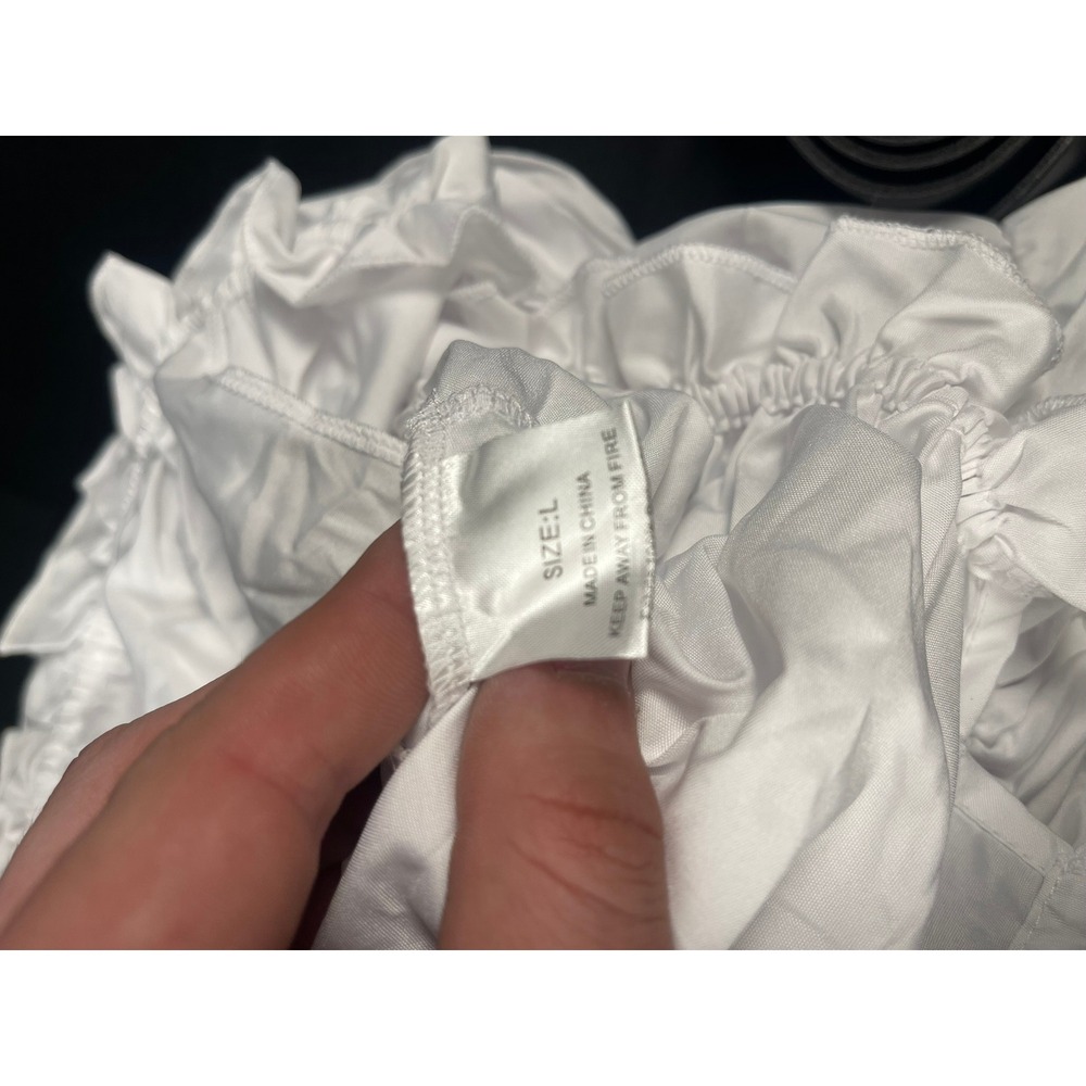 Fashion Boutique White Renaissance Tiered Maxi Dress Corset Elf Ear Set Large - Picture 6 of 9